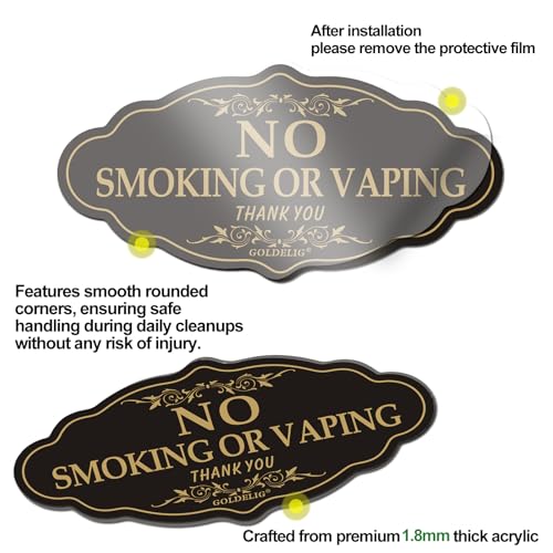 No Smoking Sign, 2 Pack, 7.9in×4in Acrylic