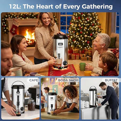 12L Electric Beverage Dispenser - Smart Temperature Control Heated Drink Container for Coffee,Hot Chocolate,Tea & Party Drinks,Large Capacity Office & Home Warmer with Safety Auto-Off - color: Silver