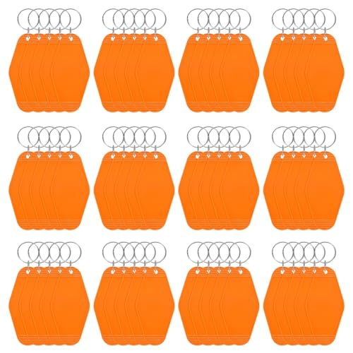 Blank Hotel Keychain Tags [60PCS] - Plastic Rhombus Blank Motel Keychain with Key Rings - color: Orange