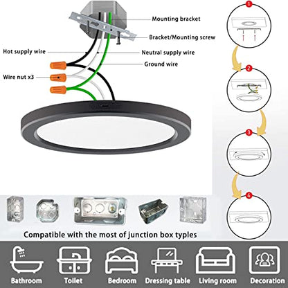 ETL 7 inch Small LED Flush Mount Ceiling Light Dimmable,5000K Daylight Ultra Slim Round Flat Panel Ceiling Light Fixture,Modern Ceiling Lamp for Closet,Kitchen,Bathroom 1 Pack Black - color: Black, size: 7 inch-1 Pack