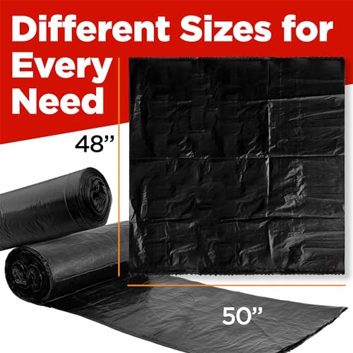 ToughBag 65 Gallon Heavy Duty Contractor Trash Bags, 50 Ct, Black, 1.2 Mil