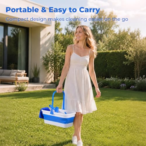 UFORU Window Cleaning Kit with 3 Gal Collapsible Bucket and Extension Pole