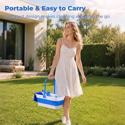 UFORU Window Cleaning Kit with 3 Gal Collapsible Bucket and Extension Pole