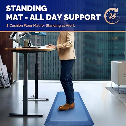 FEATOL Anti Fatigue Mat for Standing Desk & Kitchen Floor, 9/10 Extra Thick - color: Blue, size: 39"L x 20"W x 0.9"Th