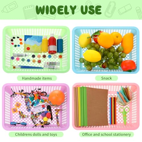 Zhehao 24 Pcs Paper Organizer Basket Bulk Classroom Mesh Bins, Colorful - color: Colorful