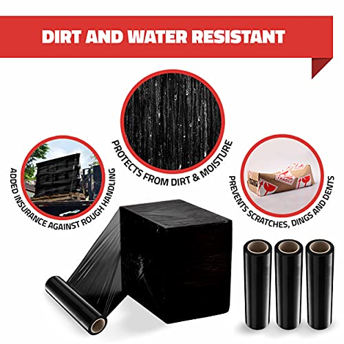 Simply Cool 8 Pack Stretch Wrap 18 Inch 80 Gauge Shrink Wrap Black - color: Black, size: 8 Pack