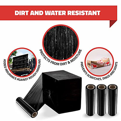 Simply Cool 20 Pack Stretch Wrap 18 Inch 80 Gauge Shrink Wrap Black - color: Black, size: 20 Pack