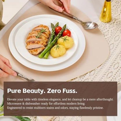 Bone China Dinnerware Set for 4, 12 Pcs Plates and Bowls, Pure White - color: Ivory