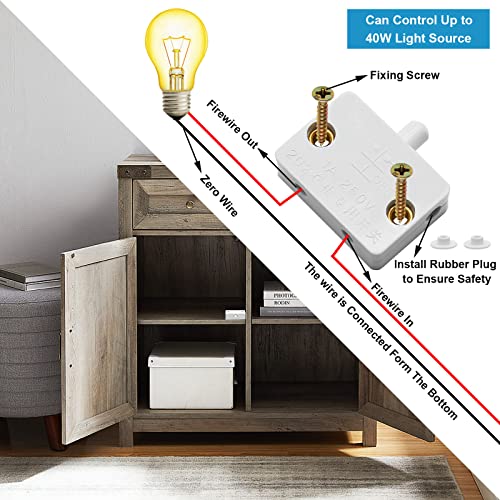 4Pcs Cabinet Lamp Switch, White - color: White 4PCS