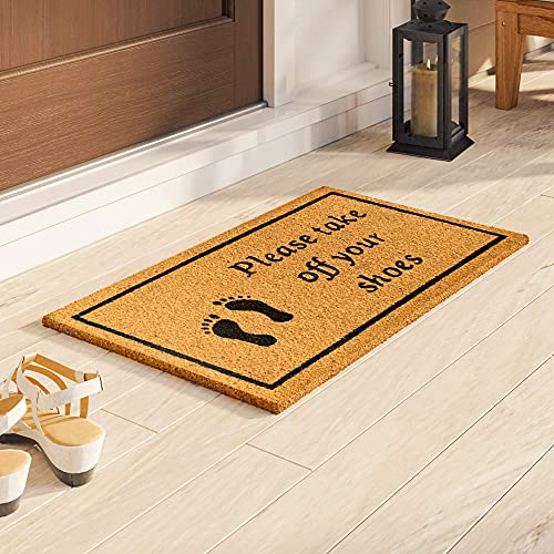 LuxUrux Welcome Mats Outdoor Coco Coir Doormat, with Heavy-Duty PVC Backing - Natural - Perfect Color/Sizing for Outdoor/Indoor uses. (17 x 36) - color: Ecru, size: 17'' x 36''