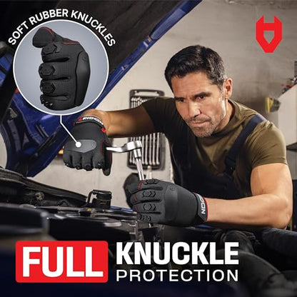 NoCry Heavy Duty Work Gloves for Men with Reinforced Palm and Non-Slip Grip - size: Medium, style: Pro