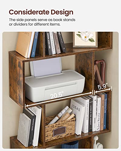 VASAGLE 5-Tier Bookcase, Open Storage, 27.6 x 9.4 x 62.6 Inches - color: Rustic Brown, style: 5-Tier (27.6"W)