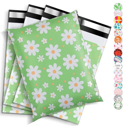 Oududianzi Poly Mailers 10x13, 100PCS Waterproof Shipping Bags, Self-Sealing Mailers Poly Bags, Mailing Envelopes Bulk, Packaging Bags for Online and offline Small Bussiness - color: Big Daisy, size: 10x13 - 100Pack