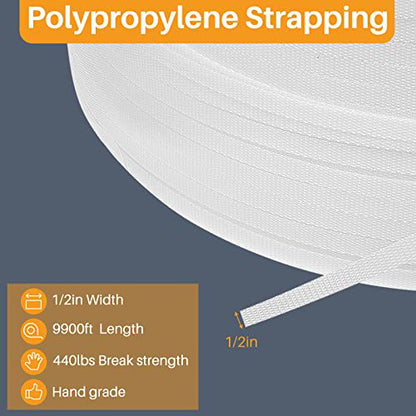 Amylove 1/2 in Strapping, 440 Lbs Heavy Duty Polypropylene Strapping Roll - size: 9900 ft