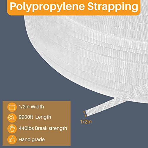 Amylove 1/2 in Strapping, 440 Lbs Heavy Duty Polypropylene Strapping Roll - size: 9900 ft