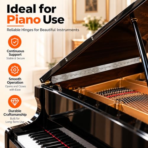 4 Pack 16 Inch Silver Piano Hinges 1.2 Inch Wide Stainless Steel Hinges - color: Silver, size: 16INCH-4PCS