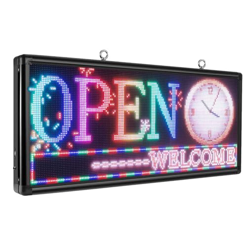 P6 Programmable LED Sign 40"x18" Outdoor Digital Display Board with Custom Scrolling Text,Electronic Message Board for Business Advertising, Waterproof Marquee Ticker