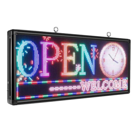 P6 Programmable LED Sign 40"x18" Outdoor Digital Display Board with Custom Scrolling Text,Electronic Message Board for Business Advertising, Waterproof Marquee Ticker