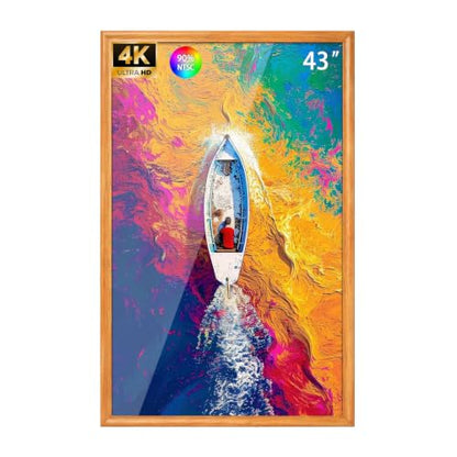 43" 4K UHD Digital Signage Display with Solid Wood Frame|700 Nits Slim Menu Board|GMS Remote Management & Plug-Play|Digital Art Frame for Restaurants, Galleries & Luxury Home - size: 43 In