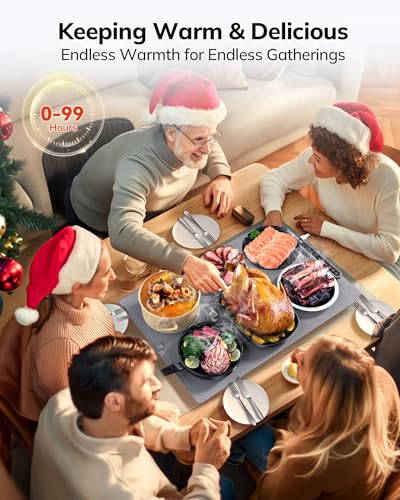 Electric Warming Mat 24x16, Foldable Food Warmer for Parties - color: Charcoal, size: 24x16 inch