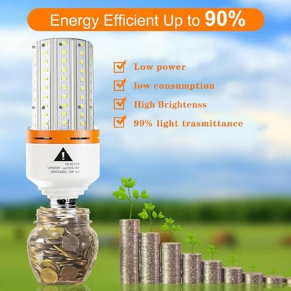 RIUVAO 2 Pack 50W LED Corn Light Bulb 6250 Lumin 400W Replacement E26 Cool Daylight White Led Light Bulb for Indoor Outdoor Building Appliction, 2 Count (Pack of 1) - style: 50W 5000K