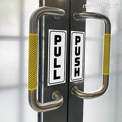 iSYFIX Push Pull Stickers Sign, 2x5 Inch, White/Black, 2 Pack - color: White / Black, size: Vertical 2x5
