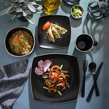 Gibson Home Soho Lounge Dinnerware Set, Service for 4 (16pcs), Matte Black - color: Matte Black