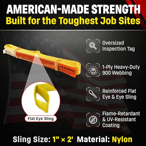 DD Sling 1 Inch x 2 Foot Nylon Lifting Sling - size: 1"x2'