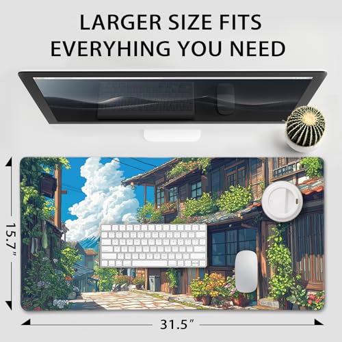 Japanese Street Scene Large Gaming Mouse Pad Desk Mat 31.5"x15.7" - color: Japanese Street