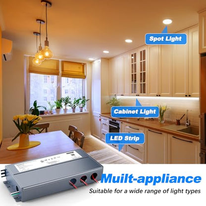 180W 12V Dimmable LED Driver, Triac/ELV/MLV AC to DC Power Supply for LED Light, Halogen Bulb, LED Transformer Compatible with Lutron & Dimmer, for Indoor/Outdoor Use - size: 180W 12V Built in Junction Box