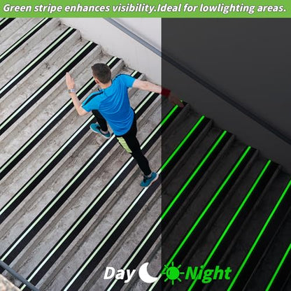 Oleitodh Anti-Slip Traction Tape, 4In x 60Ft, Glow-in-Dark Green Stripe - color: Luminescent, size: 4 in x 60 ft