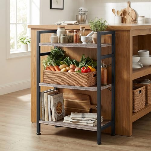3 Tier Bookshelf, Free Standing Bookcase with Open Storage Shelves - color: Grey Wood, size: 3 Tier