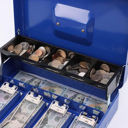 xydled Cash Box with Combination Lock, Metal Money Safe Storage box, Blue - color: Blue Combination Lock