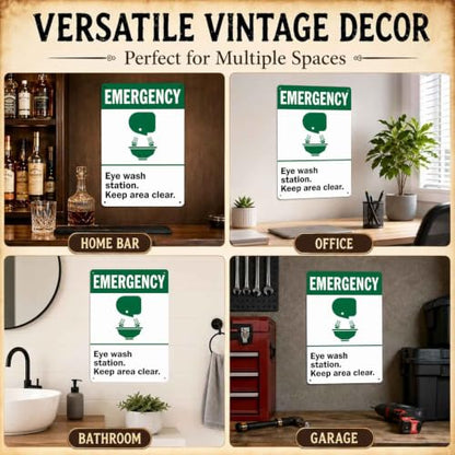 Emergency Eye Wash Station Metal Sign 8 x 12 Inch