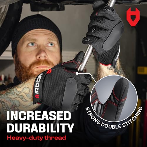 NoCry Heavy Duty Work Gloves for Men with Reinforced Palm and Non-Slip Grip - size: Medium, style: Pro