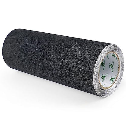BOMEI PACK Anti Slip Tape, Black 12 Inch x 16.5Ft Grip Tape for Stairs Outdoor/Indoor, Waterproof Non Skid Roll for Stair Treads Non Slip, High Traction Abrasive Adhesive Stair Steps - size: 300mm