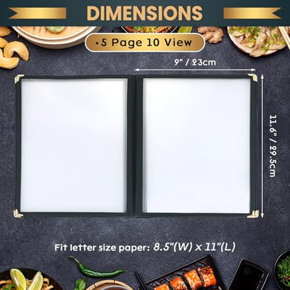 8.5 x 11 Inch Menu Covers, 10 Pack 5 Page 10 View Menu Sleeves Clear View Menu Holder for Kitchen, Restaurant Supplies, Drink, Wine Menu - size: 5 page