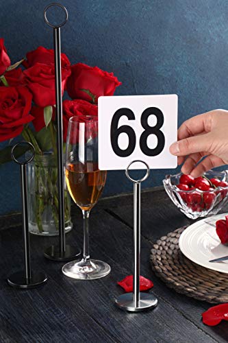 New Star Foodservice Ring-Clip Table Number Holder / Place Card Stand, 18 Inch, Silver, Set of 12
