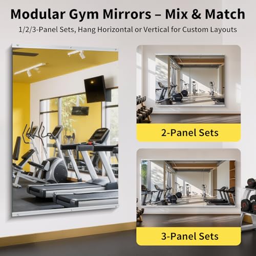 60x40 in Home Gym Mirrors,1-Pack,Frameless,Wall Mounted - size: 60"L x 40"W