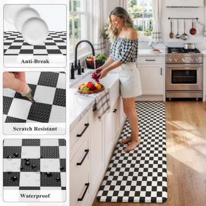 KIMODE Kitchen Mats Cushioned Anti Fatigue, Farmhouse Kitchen Rug 24"x71" - color: Black/White, size: 2' x 5'11" (Rectangular)