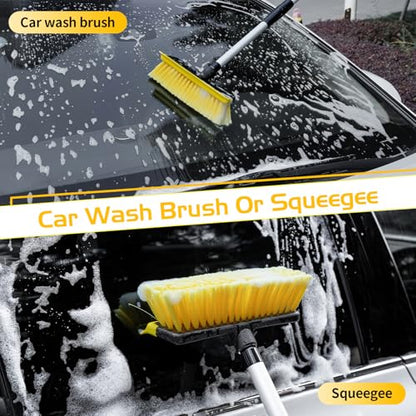 Ordenado 56" Car Wash Brush with Long Handle, Soft Bristle& Rubber Squeegee - color: Yellow