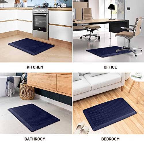 HappyTrends Kitchen Floor Mat - 4/5 Inch Thick Anti-Fatigue Kitchen Rug - color: Blue, size: 28"L x 17.3"W x 0.8"Th