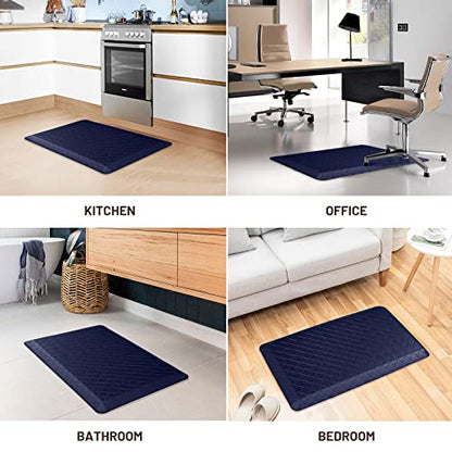 HappyTrends Kitchen Floor Mat - 4/5 Inch Thick Anti-Fatigue Kitchen Rug - color: Blue, size: 28"L x 17.3"W x 0.8"Th