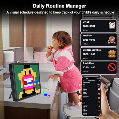 16x16 Programmable LED Pixel Screen, Digital Alarm Clock Matrix Panel, Pixel Light Art Display with APP Control, DIY Graffiti Animation Message Board Gift for Gamers Men&Women, Him/Her, Boys & Girls - size: 16*16