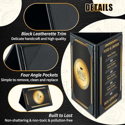 Table Tent Triangle Menu Holders 4" x 6", 30 Pack 3-Side - size: 30 Pack, 4" x 6"