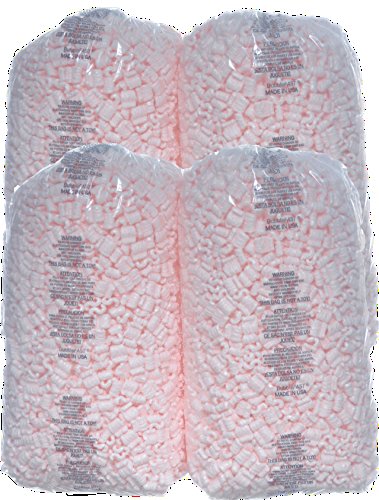 Bubblefast! Brand 14 cu. ft. (90 gallons) Pink Anti Static Packing Peanuts Popcorn (3.5 cu. ft x 4 Bags) - size: 14 cu. ft.