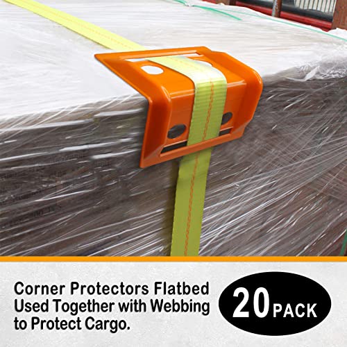 ENJ 20 Pack Flatbed Edge Protector, Edge Corner Tie Down Protector for Up to 4 Inch Straps, Protects Cargo Edges, Flatbed Accessories Plastic Protector