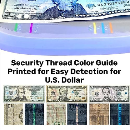 UV Counterfeit Bill Money Detector MIUX09, Portable, Rechargeable, Lightweight, Bills Credit Cards Banknote Passports IDs All Currencies, Auto ON/Off, LED Light Currency Check Billetes Falsos