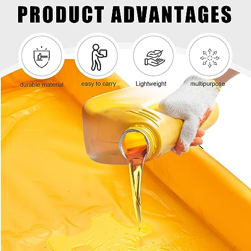 Wettarn 1 Pcs Folding Duck Pond 3’ x 3’ Portable Spill Containment, Yellow - color: Yellow, size: 3*3ft