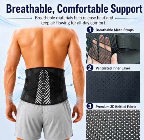 Adjustable Back Brace for Men Lower Back Pain, Modern Back Support Belt - size: L(Waist: 39.5"-49")